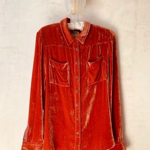 Free People Velvet button down